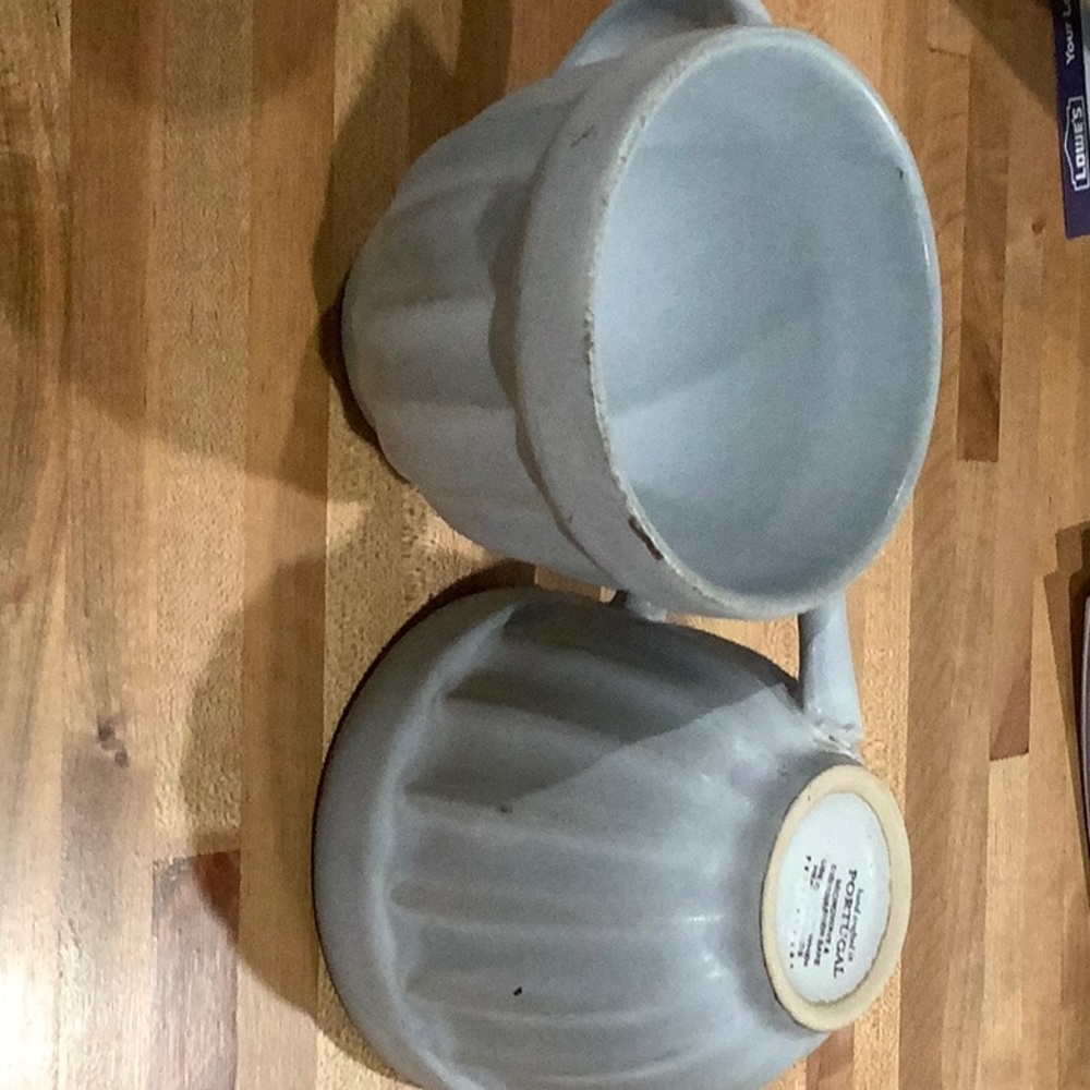 2 new pottery barn grey mugs